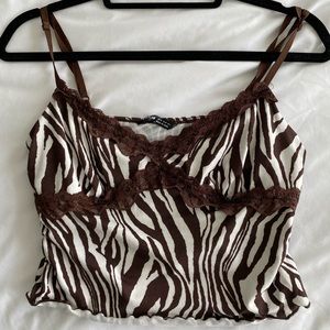 Y2K zebra cropped cami